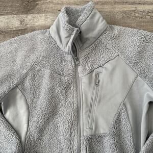 Columbia Sherpa Fleece Jacket Womens Medium Gray Full-Zip Mock Neck XL3978